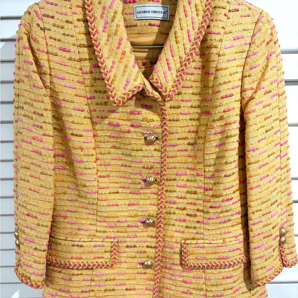 George Simonton Yellow and Pink Women's Jacket with Skirt NWOT SIZE 4